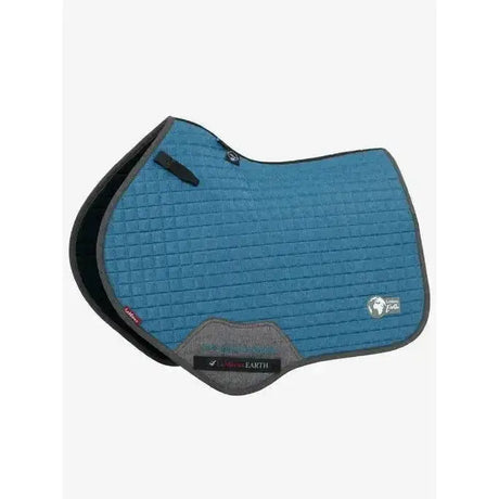 Blue quilted close contact saddle pad with gray trim and black accents from lemieux earth close contact square ocean