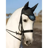 Black mesh lemieux earth fly hood with subtle embroidered logo on the side perfect for fly protection