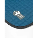 Blue quilted lemieux earth gp square horse pad with black border and gray earth brand logo patch ocean color