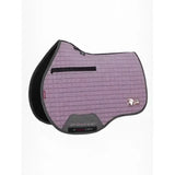 Purple quilted lemieux earth purpose saddle pad with black trim and front pocket in square thistle color
