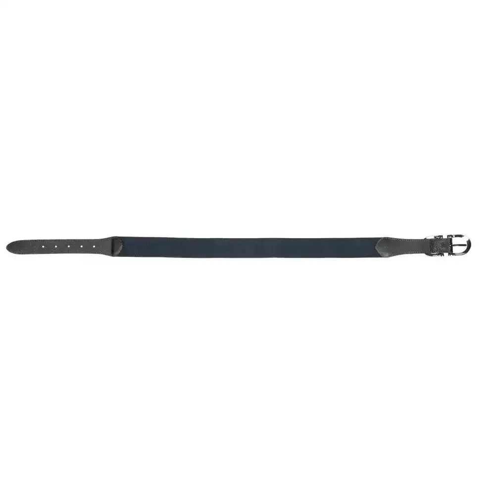 Black lemieux elasticated belt with premium leather ends and silver buckle featuring classy lemieux branding