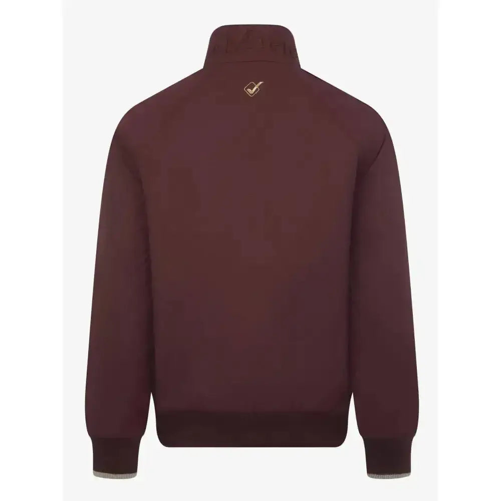 Maroon lemieux elite crew zip-up jacket with subtle collar logo and ribbed cuffs for ladies elite crew style