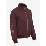 Maroon lemieux elite crew jacket with gold lettering on sleeve ribbed cuffs collar trim and logo patch
