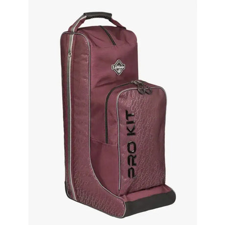 LeMieux elite pro boot and hat bag burgundy with black trim and subtle texture designed to maximise space