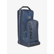 Navy lemieux elite pro lamaii horse boot bag with textured pattern and black zipper accents to maximise space for riding boots