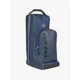 Navy lemieux elite pro lamaii horse boot bag with textured pattern and black zipper accents to maximise space for riding boots