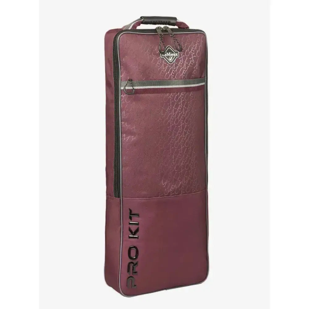 Maroon lemieux elite pro bridle bag burgundy with subtle embossed pattern and black zipper accents for easy carrying