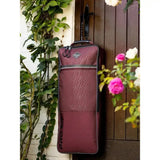 Lemieux elite pro bridle bag burgundy in maroon laminated material with subtle pattern and black trim perfect for tack storage