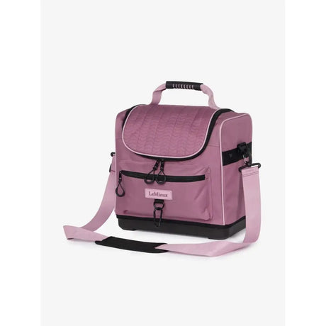Pink quilted lemieux elite pro grooming bag mallow with black trim and adjustable strap for grooming essentials