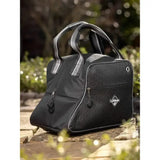 Lemieux elite pro short boot bag black with gray striped handles and subtle textured pattern for easy carrying