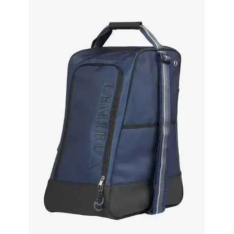 Navy blue and black lemieux elite wellington boot bag with striped side panel perfect for boot bag navy fans