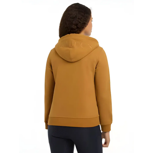 Mustard yellow Lemieux Elle Zip Through Hoodie Ginger worn by a person from behind