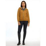 Mustard-colored Lemieux Elle Zip Through Hoodie Ginger worn by a person