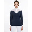 Navy lemieux emily long sleeve equestrian shirt with sheer neckline and cuff panels perfect for showing off