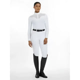 White lemieux emily long sleeve show shirt with sheer mesh panels in lightweight breathable crepe for a flattering silhouette