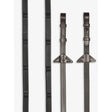 Black leather lemieux ergo grip rubber reins havana with textured grips and triangular metal buckles for riding
