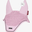 Pink lemieux essence acoustic fly hood fondant with knitted mesh front and soft padded ears for horse protection