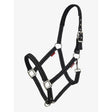 Black leather lemieux essential yard headcollar with silver buckles and durable hardware for secure use