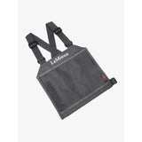 Gray lemieux eventing bib chest strap bag in slate grey with black adjustable straps and reinforced stitching for competition number