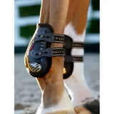 Black and silver lemieux exo-flex® ankle boot with checkered front pattern expertly designed fusion performance horse boot