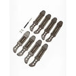 Set of eight black metal les paul guitar strap plates with engravings for lemieux exo-flex® fetlock spare strap use