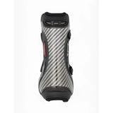 Black and silver carbon fiber lemieux exo-flex® tendon boot with red accent branding expertly designed fusion performance horse boot