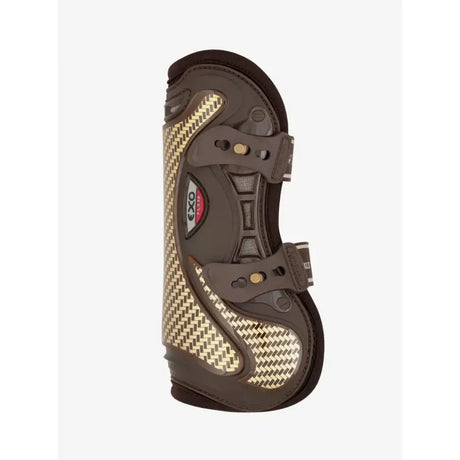 Brown and gold lemieux exo-flex® tendon boot with woven side panels expertly designed fusion and three central pillars
