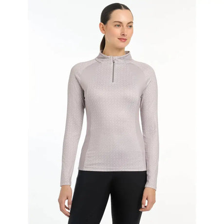 Light gray Lemieux Faith Base Layer Ash athletic top with quarter-zip collar