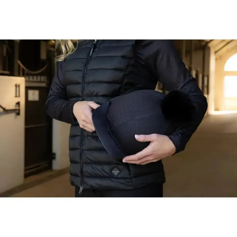 Black felt lemieux faith hat with fluffy pom-pom in silk cinder perfect as a faith base layer accessory