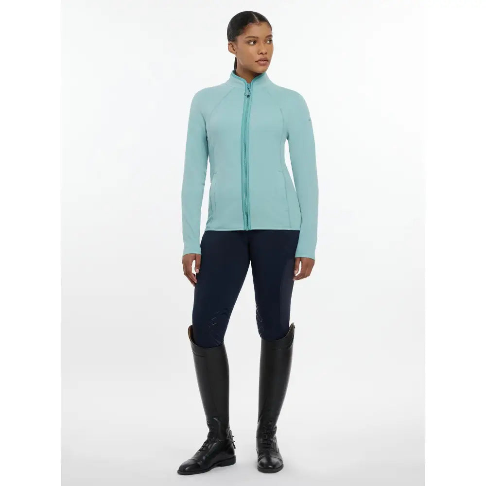 Lemieux faye fleece zip aqua long-sleeved jacket with high collar and subtle seam detailing for cozy wear