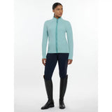 Lemieux faye fleece zip aqua long-sleeved jacket with high collar and subtle seam detailing for cozy wear