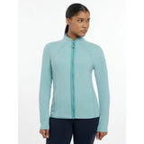 Light teal lemieux faye fleece zip athletic jacket with high collar full zip and two side pockets
