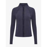 A sleek navy blue lemieux faye fleece zip jacket with high collar and subtle seams in dusk blue