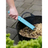 Teal plastic lemieux feed stirrer lagoon with ergonomic handle and engraved brand name on the blade for easy feeding