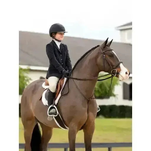LeMieux Flat Hunter Bridle with Laced Reins Havana/Silver Havana/Silver Pony Cavesson Bridle
