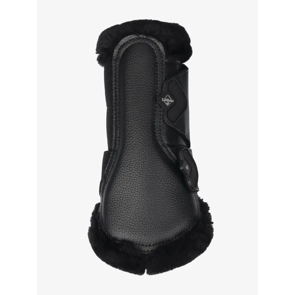 LeMieux Fleece Edged Mesh Brushing Boot Black Black / Black Medium Brushing Boots Barnstaple Equestrian Supplies