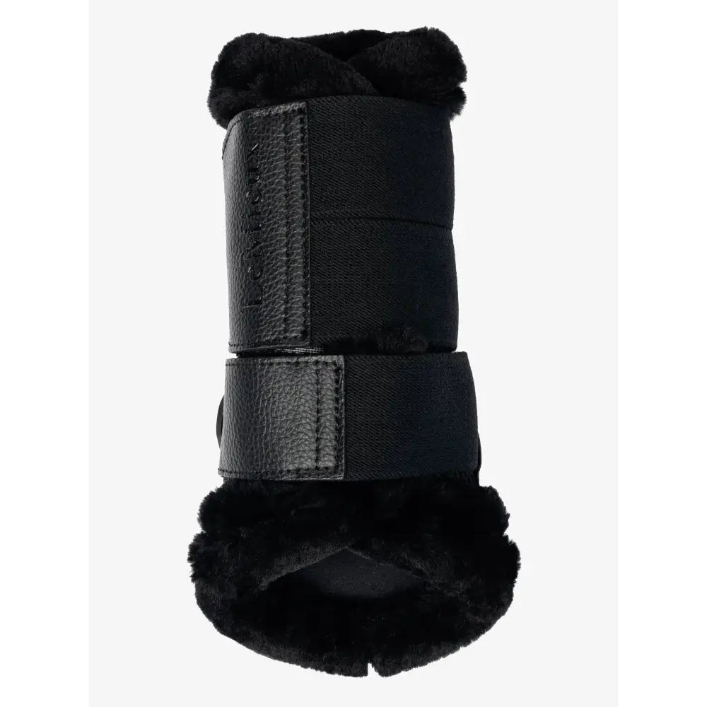 LeMieux Fleece Edged Mesh Brushing Boot Black Black / Black Medium Brushing Boots Barnstaple Equestrian Supplies