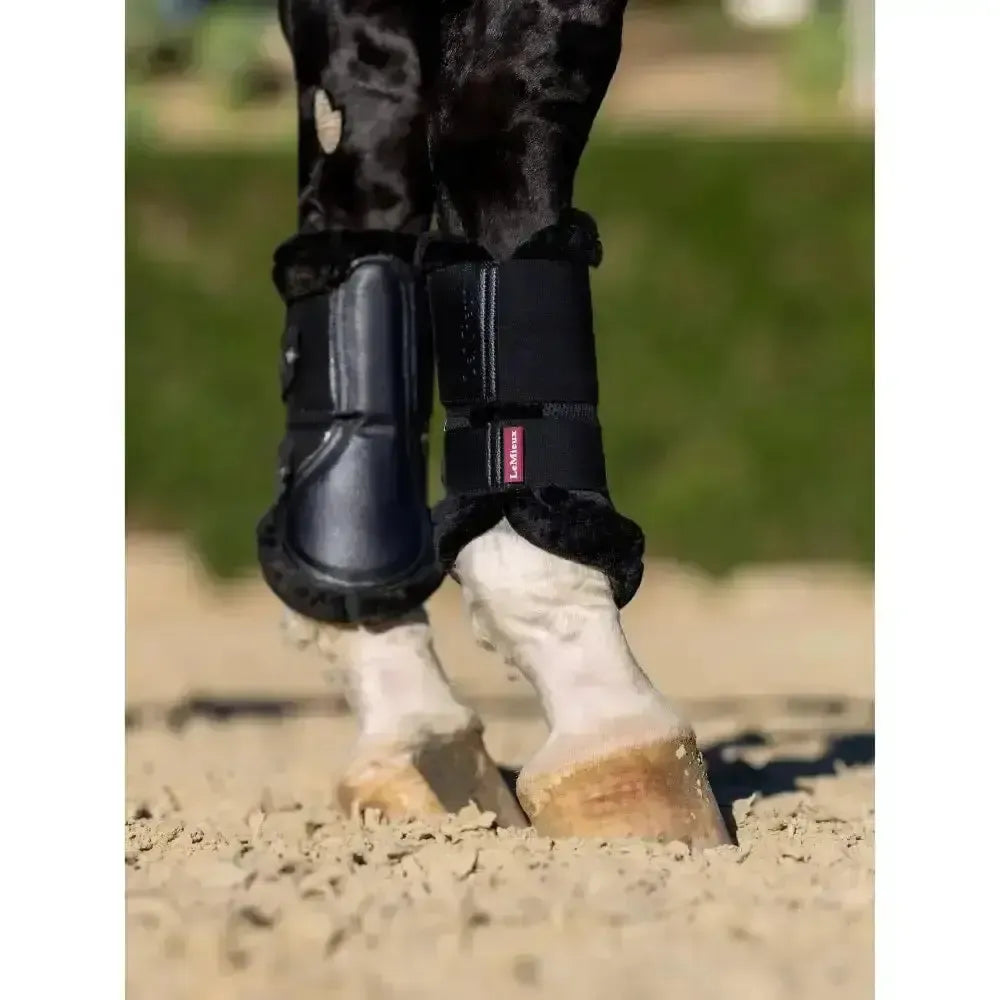 LeMieux Fleece Edged Mesh Brushing Boot Black Black / Black Medium Brushing Boots