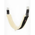 Lemieux fleece lined anatomic girth black and natural with plush fleece lining, adjustable straps, and metal buckles