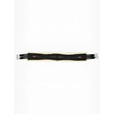 Black lemieux fleece lined anatomic girth with silver buckles and padded contoured design in natural fleece lining