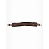 Brown leather lemieux fleece lined anatomic girth brown with plush dark brown faux fur trim and silver buckles