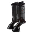 Black lemieux fleece lined brushing boots with plush fur trim and adjustable straps for a beautifully fitting wrap