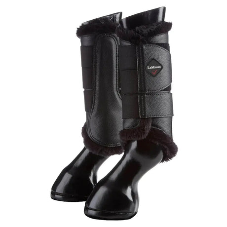 LeMieux Fleece Lined Brushing Boots Black Medium Brushing Boots Barnstaple Equestrian Supplies