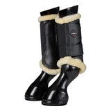 Black lemieux fleece lined brushing boots with cream fleece lining natural beautifully fitting and diamond patch
