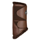 Brown leather lemieux fleece lined brushing boots with plush fur lining and lemieux logo for beautifully fitting brushing boots