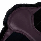 Black shearling-lined lemieux fleece lined brushing boots with smooth dark purple leather patch brushing boots fig
