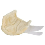 Cream-colored plush faux fur angel wing accessory with white plastic strips for lemieux fleece lined brushing boots white