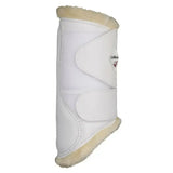 White leather lemieux fleece lined brushing boots with cream fleece lining and lemieux logo beautifully fitting brushing boots