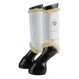 White lemieux fleece lined brushing boots with black hoof protection and cream fleece trim for a beautiful fit