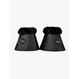 Black leather lemieux fleece wrapround reach boots black with plush fur lining and diamond logo patch